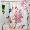 thumbnail image 3 of Pink Flamingo Shower Curtain Set, Waterproof Shower Curtains for Bathroom, Watercolor Flowers Spring Floral Leaf Plant Washable Fabric Bath Curtain for Bathtub Decoration with Hooks 48x72 Inches, 3 of 9