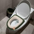 thumbnail image 2 of Green Toilet Seat Cover Fluffy Cushion All Season Bathroom Mat Waterproof Comfort Seat Pad, 2 of 3