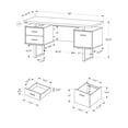 thumbnail image 3 of Computer Desk Home Office Laptop Storage Drawers 60"L Work Metal Brown, 3 of 5