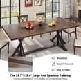 thumbnail image 6 of Blotout 95" Large Farmhouse Dining Table for 10-12 Person, Farmhouse Wood Long Rectangle Kitchen Table w/ Wood Strip Base, Rustic Brown Black Dining Table for Kitchen Living Room, 95 x 40 x 30 Inch, 6 of 10