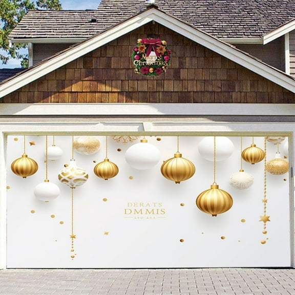 NWOKYZGH Christmas Garage Door Decorations Banner Large Xmas Garage Door Cover Backdrop Decoration Winter Christmas Tree Snowflake Background Party Supply Happy New Year