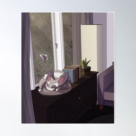 Sleepy Kitty Poster Wall Art, Modern Wall Decor For Living Room Bedroom, 8x12 UNFRAMED