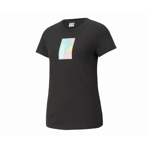 Puma Puma Intl Graphic Tee Womens Active Shirts & Tees Size Xs, Color: Black/Teal/Pink