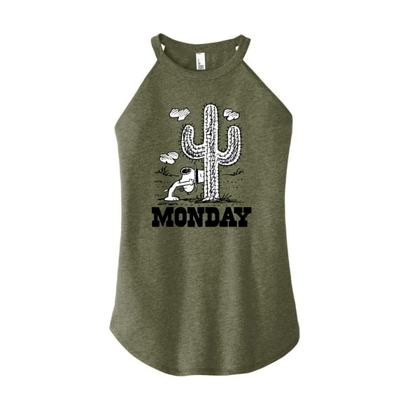Peanuts - Spike Cactus Monday - Juniors High Neck Tank Top