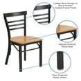 thumbnail image 4 of Emma + Oliver Black Three-Slat Ladder Back Metal Dining Chair/Natural Wood Seat, 4 of 11