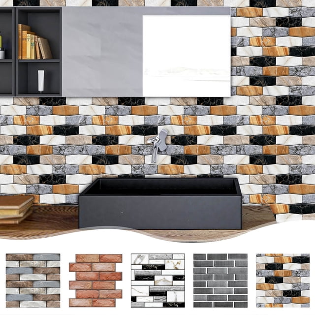 Fiudx Pegatinas Autoadhesivas para Azulejos, Resistentes Al Calor y a Las Manchas, Fáciles de Instalar, para Baño y Cocina, Sin Necesidad de Lechada Ni Herramientas, Juego de 5, 30 X 30 Cm.