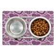 thumbnail image 1 of Hearts Pet Mat for Food and Water, Repetitive Stripes Circles Swirl Romance Motifs Shapes Illustration, Non-Slip Rubber Mat for Dogs and Cats, 18" X 12", by Ambesonne, 1 of 2
