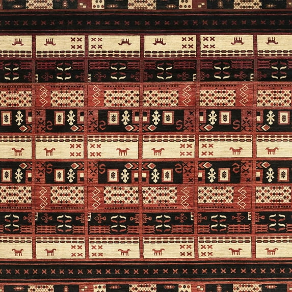Ahgly Company Machine Washable Indoor Square Abstract Red Area Rugs, 5' Square