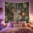 thumbnail image 2 of Armchair Bookshelf Cat with Fluffy Cats Nestled Among, Cozy Dark Academia for Book Lovers, Reading Nook Wall Decor, Christmas Gift, Tapestry Wall Hanging for Bedroom and Dorm, 2 of 7