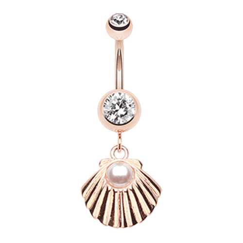 Rose Gold Ariel's Shell Dangle Belly Button Ring