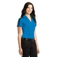 thumbnail image 4 of Port Authority Ladies Silk Touch Performance Colorblock Stripe Polo-XL (Brilliant Blue/ Black), 4 of 6