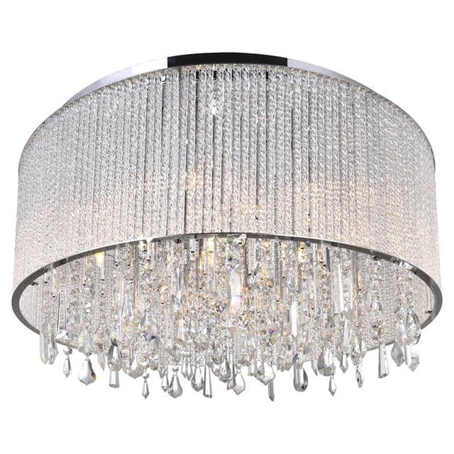 CWI Lighting Benson 14 Light Drum Shade Flush Mount With Chrome Finish