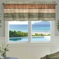 thumbnail image 6 of Farmhouse Sage Green Brown Kitchen Valances for Windows, Vintage Wooden Striped Bathroom Window Valances 54x18 Inch Rod Pocket Window Treatments Valance Curtains for Living Room Bedroom Decor, 6 of 9