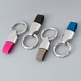 thumbnail image 3 of Llavero de piel de vaca esmerilada con colgante de metal para coche, llavero de cuero de color liso, 3 of 6