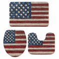 thumbnail image 2 of Retro American Bathroom Rugs Set Flag Red Blue Stripe Star Wood Grain Non Slip Absorbent Soft Bath Mats 3 Piece Set with Bathroom Rug, U-Shaped Floor Mat, Toilet Seat Cover Small Size, 2 of 9