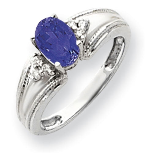 1.20Ctw Oval Cut Tanzanite Sim Dia Antique Engagement Ring 14K White Gold Finish 1.20Ctw Oval Cut Tanzanite Sim Dia Antique Engagement Ring 14K White Gold Finish