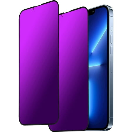 2 Pack Privacy screen protector Compatible with iPhone 13 Pro Max anti Blue light eye protection Mirror Tempered Glass Gradient Colorful Anti-Spy Anti-Peep espejo Full Coverage film(Purple 6.7 inch)
