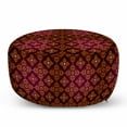 thumbnail image 1 of Damask Pouf Cover with Zipper, Abstract Floral Pattern with Medieval Design Ornamental Victorian Image, Soft Decorative Fabric Unstuffed Case, 30" W X 17.3" L, Orange Magenta Black, by Ambesonne, 1 of 5