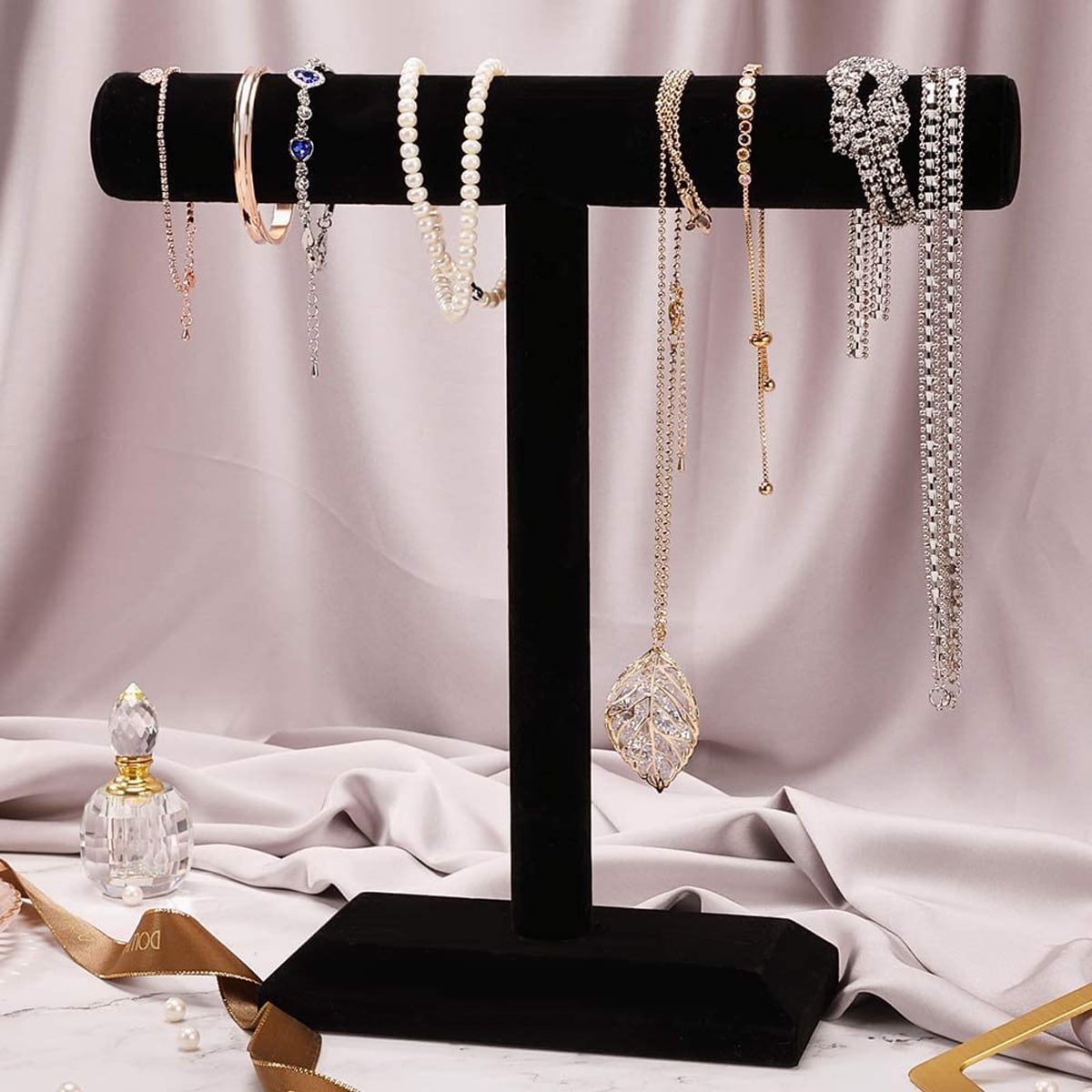 PinkSheep 1 Tier TBar Velvet Jewelry Tower Organizer Display Stand