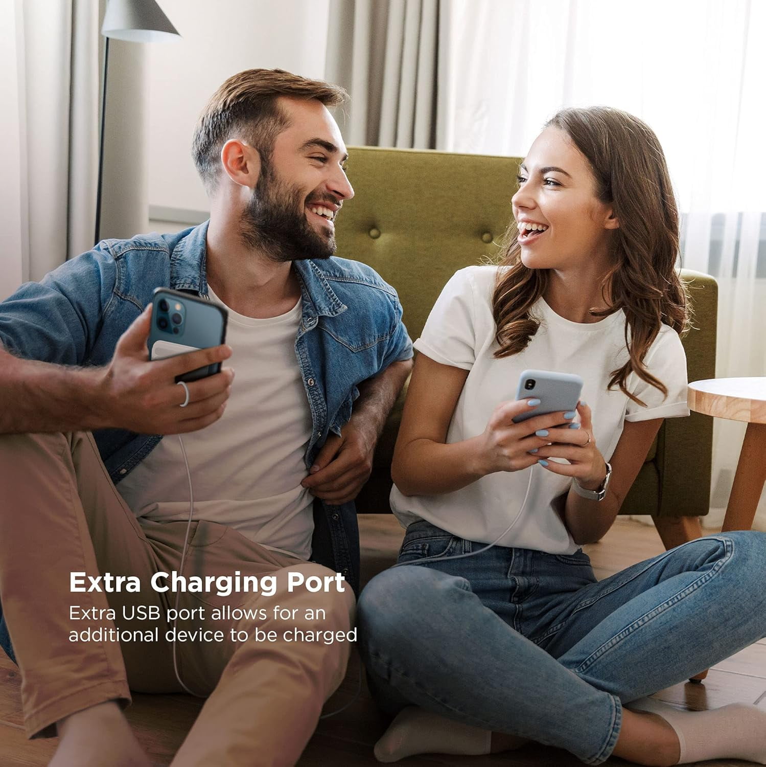 iHome Magnetic Portable Power Bank with Ring Stand, 5,000mAh, MagSafe Compatible, for iPhone 12 & 13