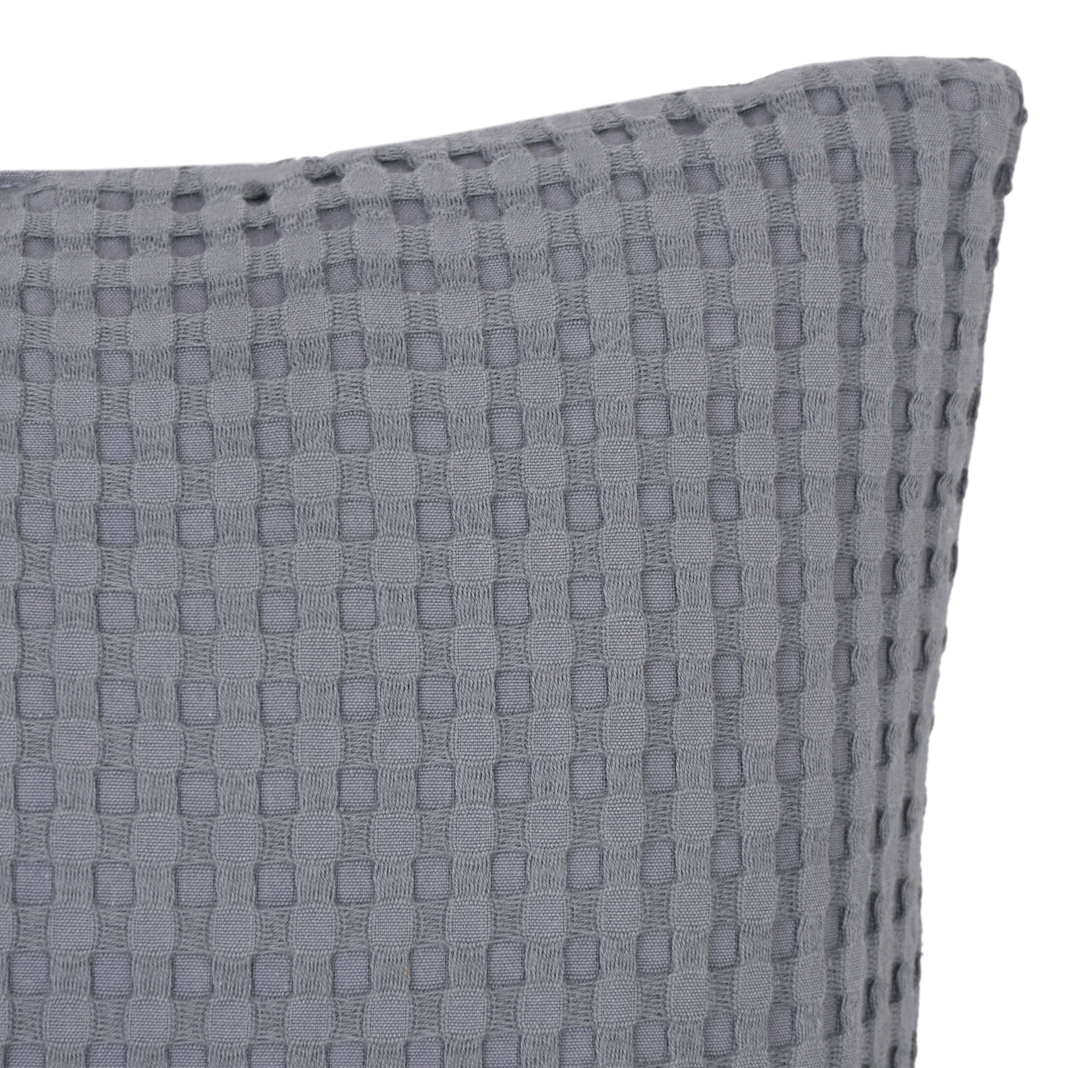 Mainstays Waffle Pillow Cover, 18" x 18", 2 pack, Soothing Grey