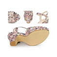 thumbnail image 2 of BLISSFUL STEP Women's Shoes Floral Pattern Platform Chunky Heel Open Toe Slingback Buckle Strap Sandals Pink 9, 2 of 5