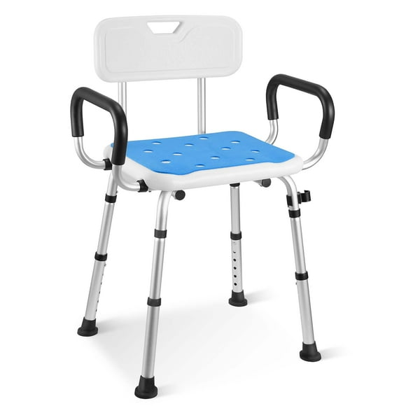Naipo Shower Chair with 6 Adjustable Height Removable Back and Arms for Inside Shower Anti Slip