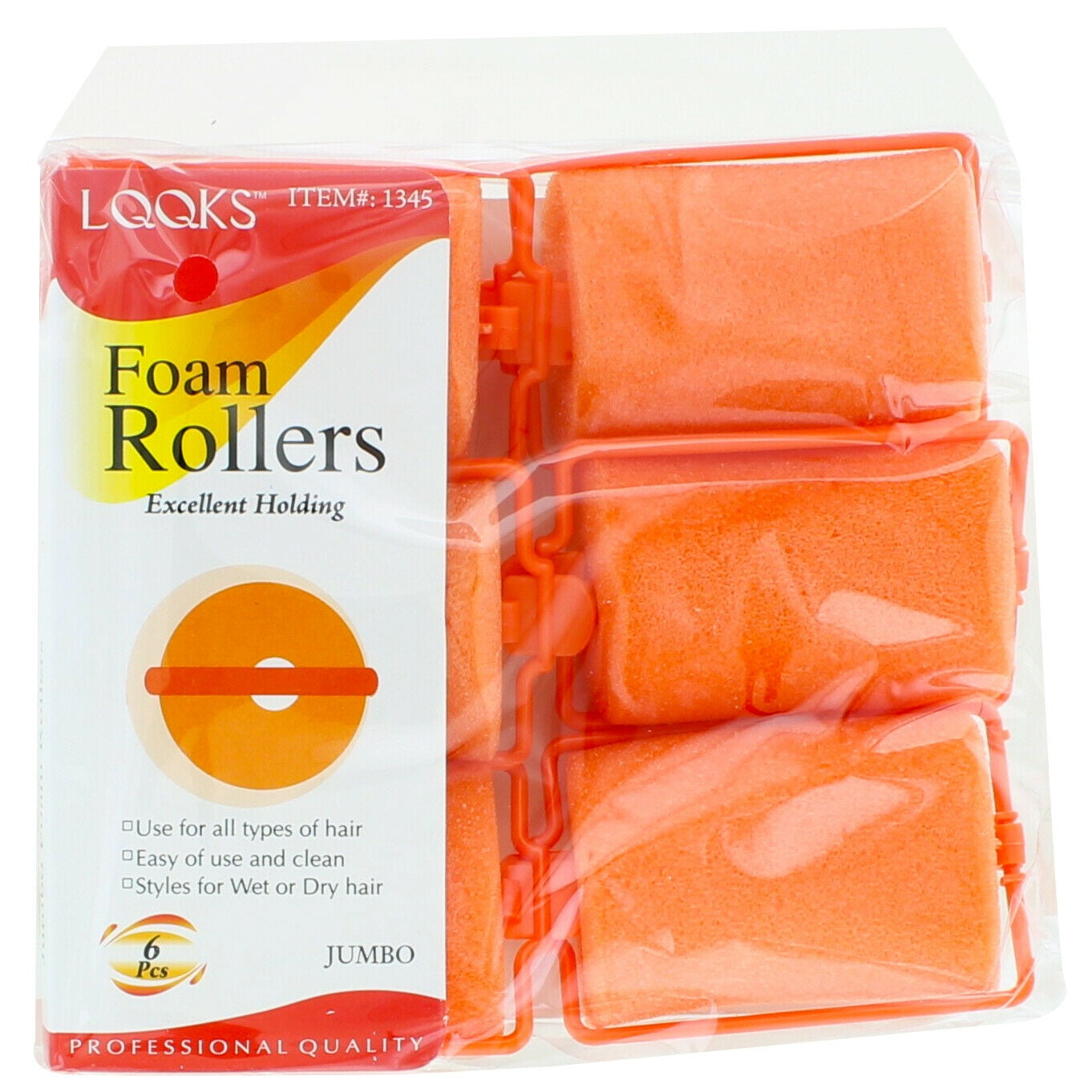 LQQKS Orange Jumbo Foam Hair Rollers 6Pack, Voluminous Styling