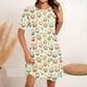 thumbnail image 4 of Vestido Corto para las Mujeres Cuello Redondo Manga Corta Impresa Suéter, Moda Casual Estilo Línea, 4 of 5