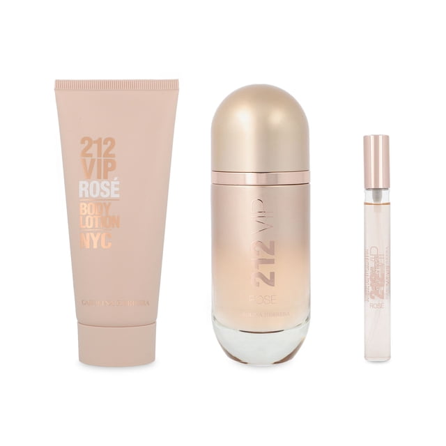 SET 212 VIP ROSE 3PZS 80ML EDP SPRAY/ BODY LOTION 100ML/ 10ML EDP SPRAY
