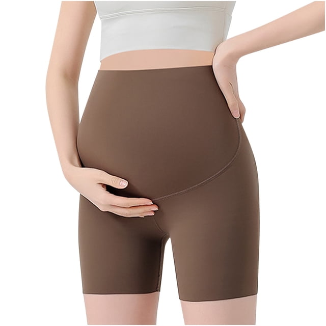 Qtocio Plus Size Maternity Shorts Solid Color Chafe Free Summer Undershorts