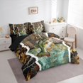 thumbnail image 2 of Castle Fairy Rustic Camo Bass 7-Piece Twin Bedding,Wooden Plank Outdoor Fishing Bedding Comforter Set,Brown Olive,Black Reversible, 2 of 7
