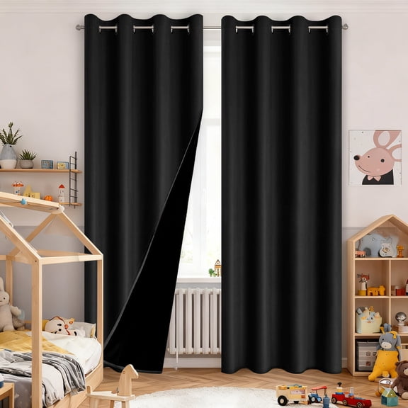 Blackout Curtains for Bedroom-Total Blackout Thermal Insulated Room Darkening Curtains, Energy Saving Grommet Window Drapes for Living Room&Guest Room,Light Sleepers Shift Workers(39.37*63Inch)