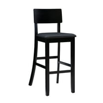 Linon Torino 30" Contemporary Indoor Wood Bar Stool with Black/Dark Brown Faux Leather Seat