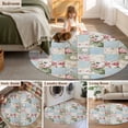 thumbnail image 5 of Green Blue Pink Botanical Round Area Rug 6 FT, Non Slip Bedroom Rugs, Spring Floral Vintage Washable Soft Circular Carpet Non-Shedding Floor Mat for Kitchen Dining Room Home Office Kids Room, 5 of 8