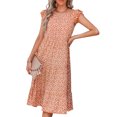 thumbnail image 3 of Vestido De Manga Con Volantes, Elegante Vestido Con Dobladillo Suelto Y Estampado Floral De Poliéster Para Fiestas De Vacaciones Para Ir De Compras ANGGREK JE1711, 3 of 6