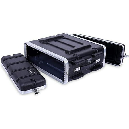 Crossrock Stackable 3U Rack Case, Standard 19.25” Depth, Polyethylene Hard-Shell Construction with Heavy Duty Hardware-Black