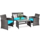 thumbnail image 4 of Costway Juego de Muebles de Patio de Mimbre PE Tejido a Mano de 4 Piezas con Cojines para Exterior Verde, 4 of 7