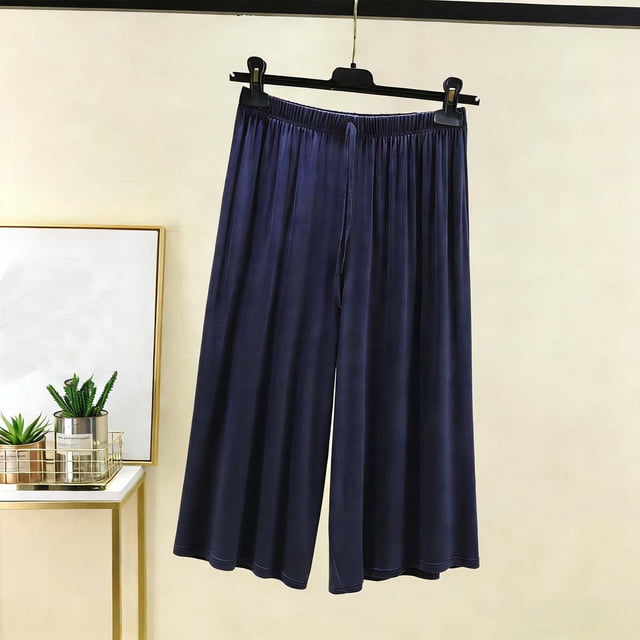 TaTaai Women's Drawstring Lounge Pants Elastic Waist Capri 7/8 Length Relaxed Fit Casual Home Soft Non See Through Bottoms Daily Wear Machine Washable Gift
