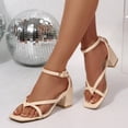thumbnail image 4 of White Women'S Square Toe Thong High Heel Sandals With Open Toe Design For Casual Fashionable Wear, 4 of 9