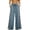 Blue, variant on Womens Summer Boho Pants Cotton Linen Floral Cutout Wide Leg Pants Elastic Waist Casual Palazzo Trousers with Pockets