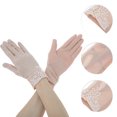 thumbnail image 2 of Unique Bargains 1 Pair Sunblock Mittens Floral Sun Block Driving Gloves for Women Light Pink, 2 of 5