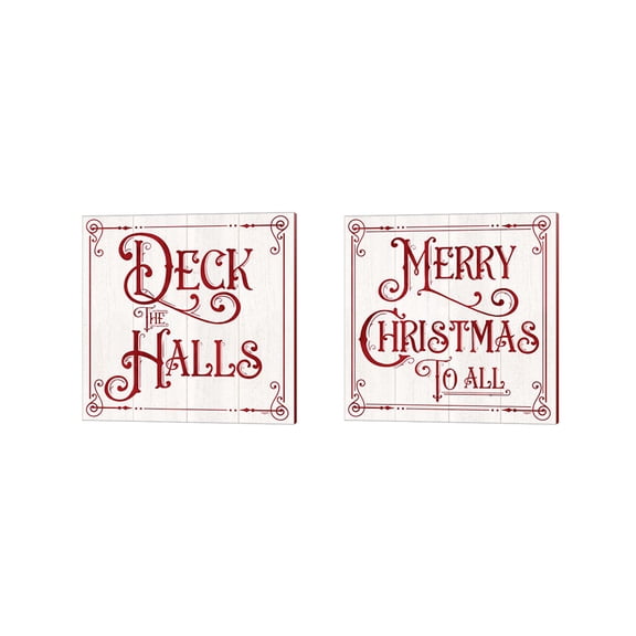 Great Art Now Vintage Holidays Canvas Art Prints, 14" x 14", Set of 2