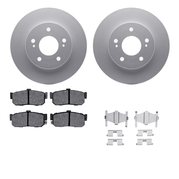 Dynamic Friction Company Rear Geospec Brake Rotors with 5000 Advanced Brake Pads includes Hardware 4512-67085
