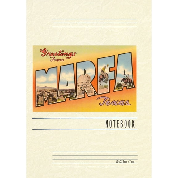 Vintage Lined Notebook Greetings from Marfa, Texas, (Paperback)