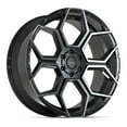 thumbnail image 3 of 4PLAY Wheels 4PS26 22 Inch Rims and Tires Fit 6x135 & 6x139.7 22x10 Gloss Black Brushed with Tinted Clear - TS-37 AT 285/45-22 (Set of 4), 3 of 5