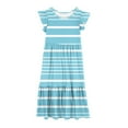 thumbnail image 6 of 2025 Girls Dresses with Pockets 6-12 Years Kids Ruffle Short Sleeve Trendy Stripe Printed Crewneck Going Out Long Maxi Dress, 6 of 7