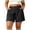 Black, variant on Women's Pluse Size Single Button Curved Patch Pocket Shorts, Loose Straight Leg Solid Casual Mid Short Bottoms for Women, Women's White, Sizes L-5XL