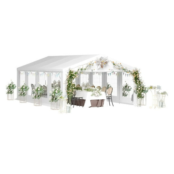 Devoko 13' x 26' Outdoor Wedding Party Tent Heavy Duty Gazebo with Removable Sidewalls for Parties BBQ, White