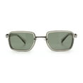 thumbnail image 4 of Hipster Dad Fashion Double Rim Narrow Rectangular Luxury Sunglasses Silver Slate - Green, 4 of 7